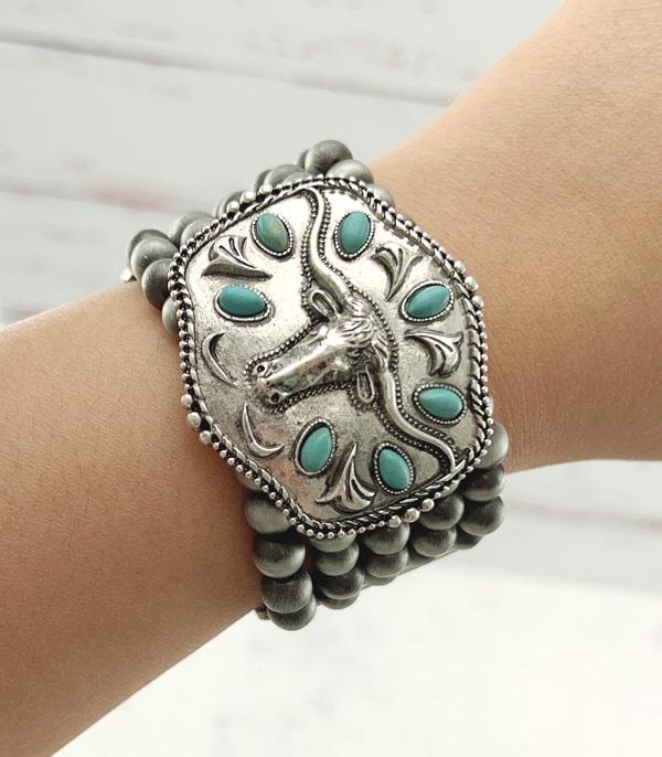 BRACELETS :: STRETCH :: Wholesale Western Long Horn Chunky Bracelet