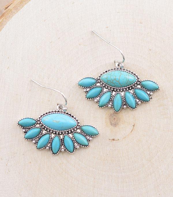 EARRINGS :: WESTERN HOOK EARRINGS :: Wholesale Western Turquoise Semi Stone Earrings