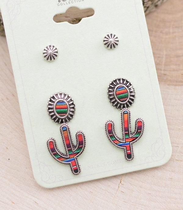 New Arrival :: Wholesale 3PC Set Cactus Serape Earrings