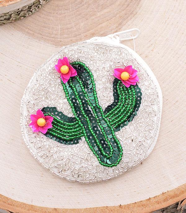 New Arrival :: Wholesale Cactus Beaded Coin Purse Pouch