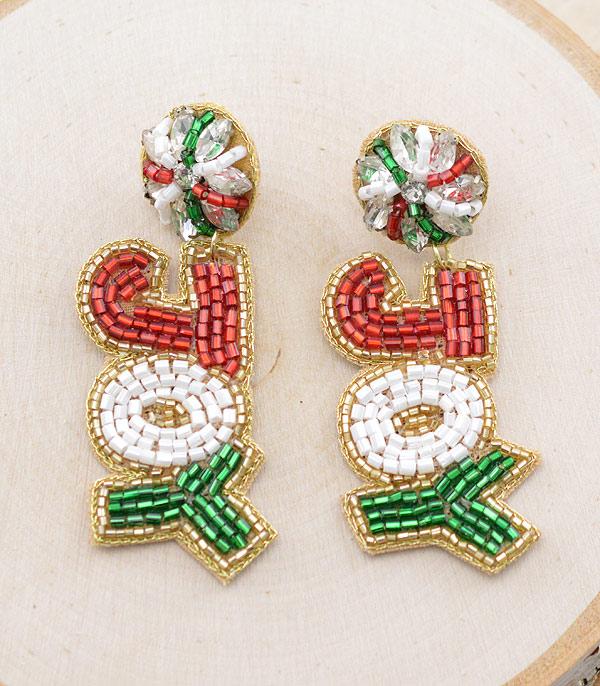 <font color=GREEN>SEASONAL</font> :: Wholesale Beaded Christmas Joy Earrings