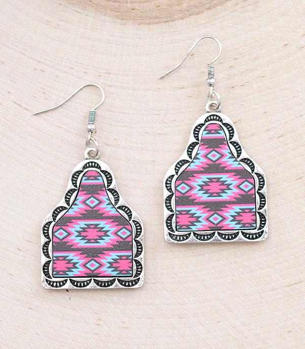 New Arrival :: Wholesale Tipi Western Aztec Cattle Tag Earrings