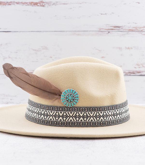 New Arrival :: Wholesale Western Turquoise Concho Feather Hat Pin
