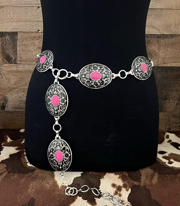 <font color=#FF6EC7>PINK COWGIRL</font> :: Wholesale Western Light Metal Concho Belt