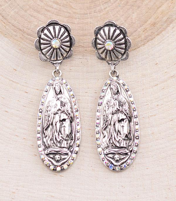 EARRINGS :: WESTERN POST EARRINGS :: Wholesale Lady Of Guadalupe Earrings