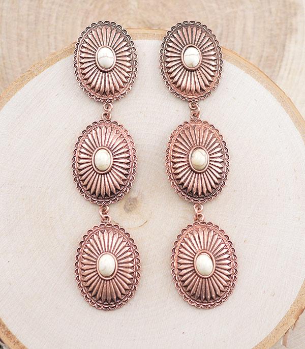 EARRINGS :: WESTERN POST EARRINGS :: Wholesale Tipi Western Concho Drop Earrings