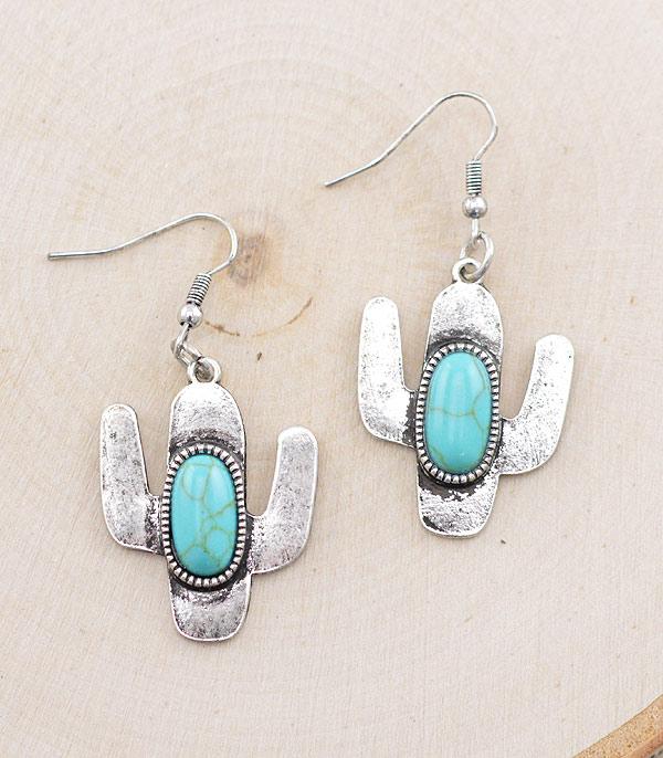 EARRINGS :: WESTERN HOOK EARRINGS :: Wholesale Tipi Cactus Dangle Earrings