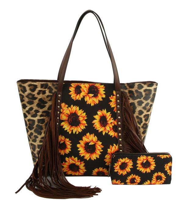 New Arrival :: Wholesale 2 In 1 Sunflower Print Tote Set Bag