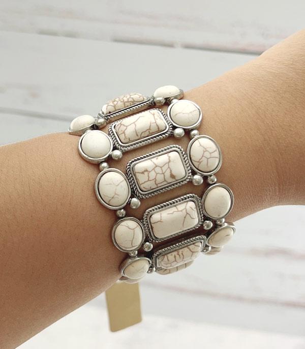 BRACELETS :: STRETCH :: Wholesale Western Semi Stone Chunky Bracelet