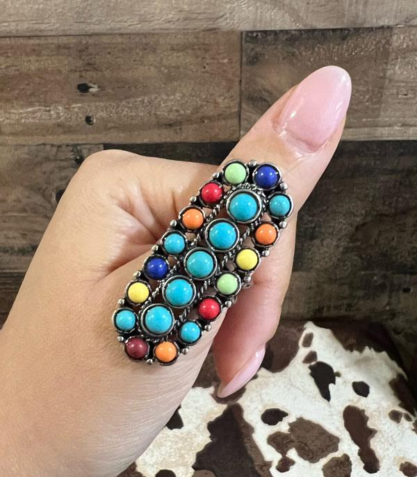 RINGS :: Wholesale Tipi Multicolor Semi Stone Cuff Ring