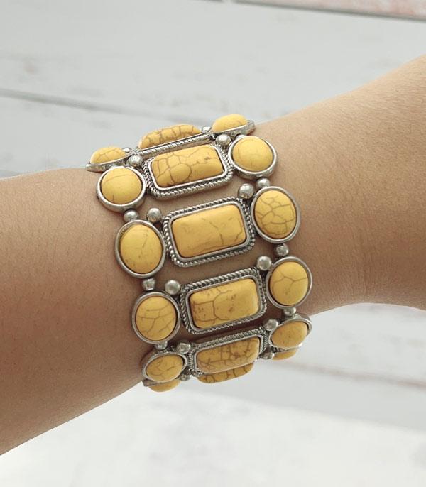 BRACELETS :: STRETCH :: Wholesale Western Turquoise Semi Stone Bracelet