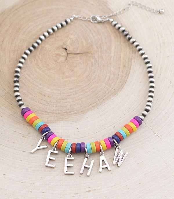 NECKLACES :: WESTERN TREND :: Wholesale Western Yeehaw Letter Charm Necklace