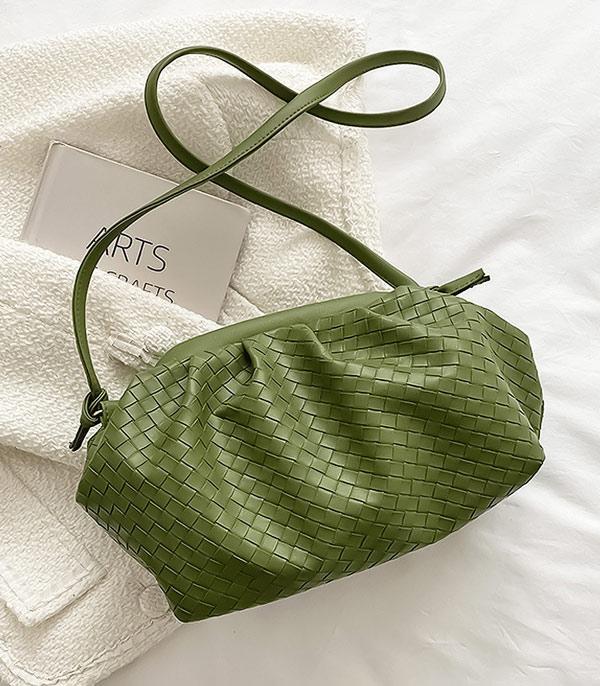 HANDBAGS :: CROSSBODY I CLUTCH BAGS :: Wholesale Faux Leather Woven Clutch Crossbody Bag