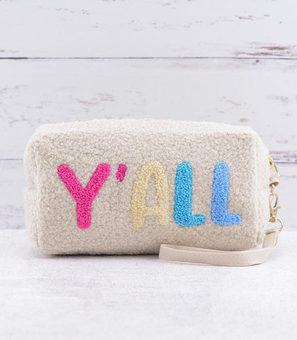 HANDBAGS :: WALLETS | SMALL ACCESSORIES :: Wholesale Yall Sherpa Cosmetic Pouch