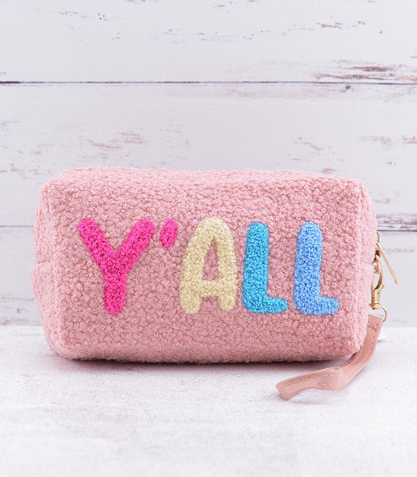 HANDBAGS :: WALLETS | SMALL ACCESSORIES :: Wholesale Yall Sherpa Cosmetic Pouch