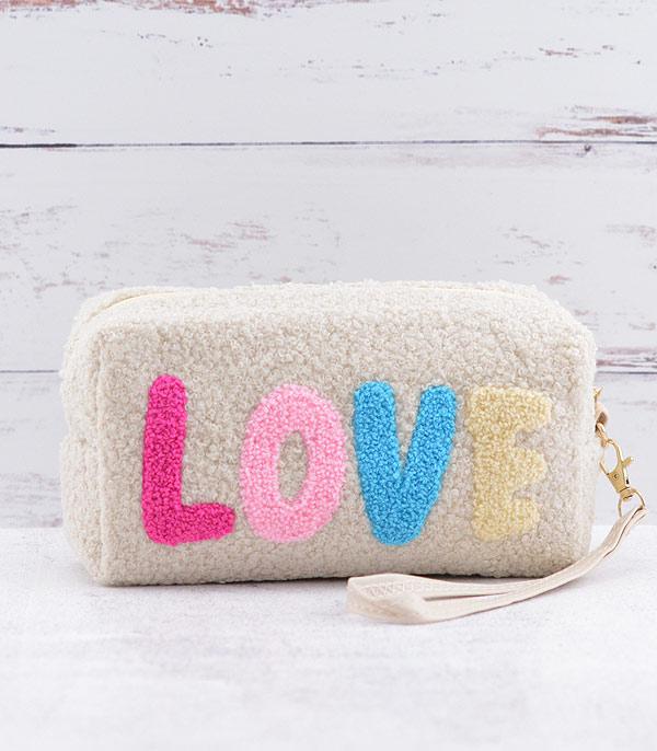 New Arrival :: Wholesale Love Sherpa Cosmetic Pouch