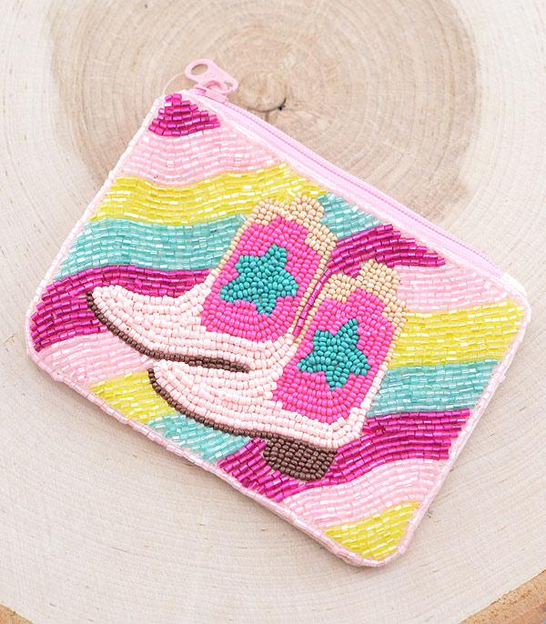 New Arrival :: Wholesale Cowgirl Boots Beaded Coin Bag