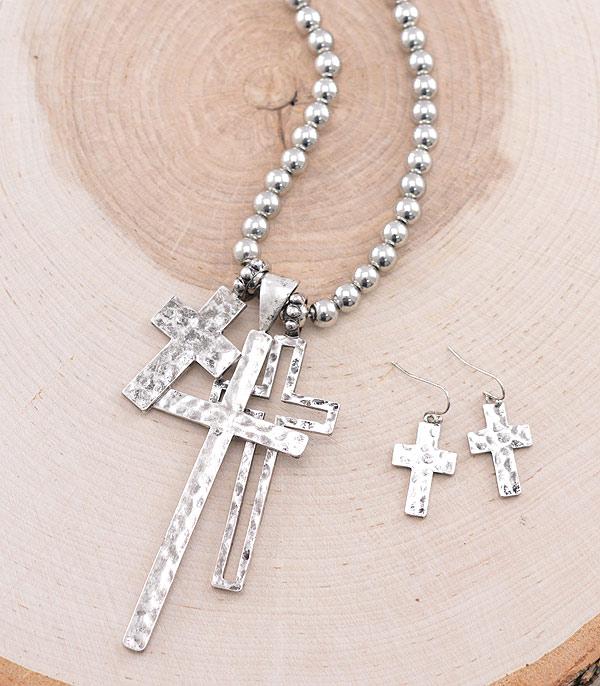 New Arrival :: Wholesale Cross Cluster Necklace Set