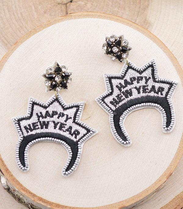 <font color=GREEN>SEASONAL</font> :: Wholesale Happy New Year Beaded Earrings