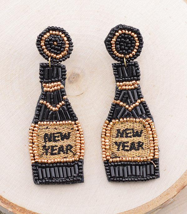 New Arrival :: Wholesale New Year Champagne Beaded Earrings