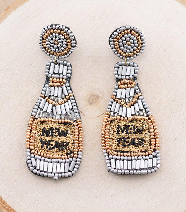 <font color=GREEN>SEASONAL</font> :: Wholesale New Year Champagne Beaded Earrings