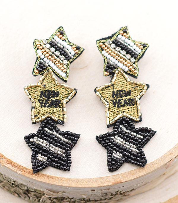 <font color=GREEN>SEASONAL</font> :: Wholesale Happy New Year Beaded Earrings
