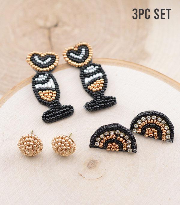 <font color=GREEN>HOLIDAYS</font> :: JEWELRY I BAGS :: Wholesale Happy New Year Beaded Earrings