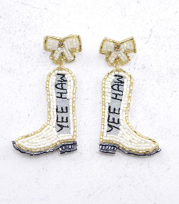 EARRINGS :: WESTERN POST EARRINGS :: Wholesale Beaded Cowgirl Boots Earrings