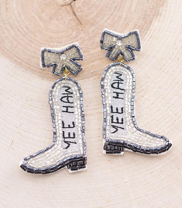 EARRINGS :: WESTERN POST EARRINGS :: Wholesale Beaded Cowgirl Boots Earrings