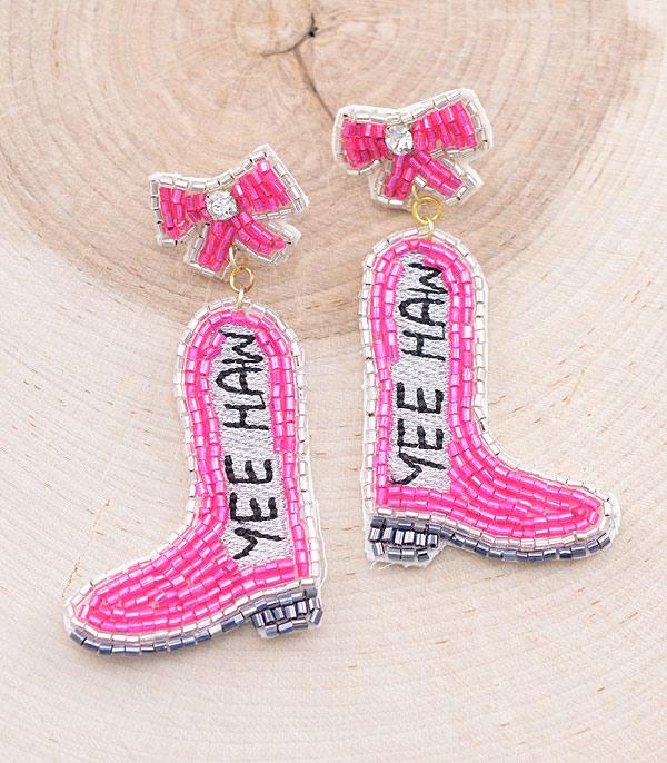 EARRINGS :: WESTERN POST EARRINGS :: Wholesale Beaded Cowgirl Boots Earrings