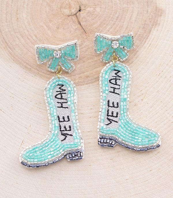 EARRINGS :: WESTERN POST EARRINGS :: Wholesale Beaded Cowgirl Boots Earrings