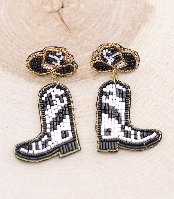 EARRINGS :: WESTERN POST EARRINGS :: Wholesale Beaded Cowgirl Boots Earrings