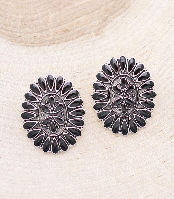 New Arrival :: Wholesale Western Semi Stone Concho Earrings
