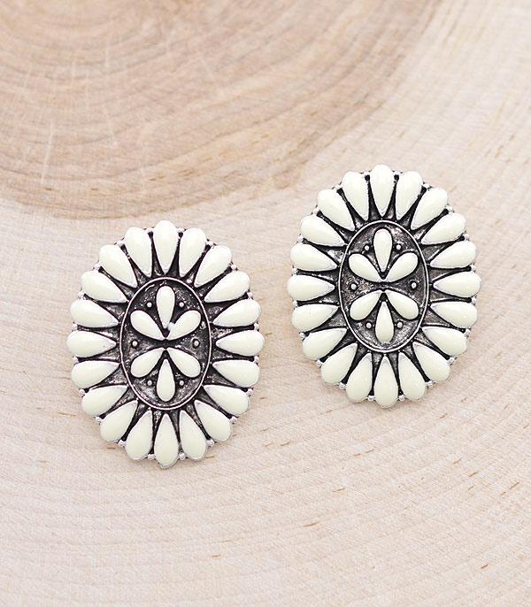 New Arrival :: Wholesale Western Semi Stone Concho Earrings