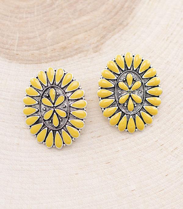 New Arrival :: Wholesale Western Semi Stone Concho Earrings