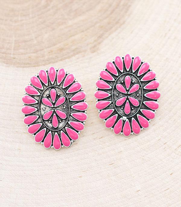 New Arrival :: Wholesale Western Semi Stone Concho Earrings