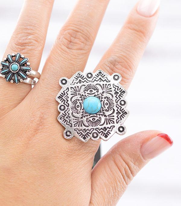 RINGS :: Wholesale Western Turquoise Aztec Ring