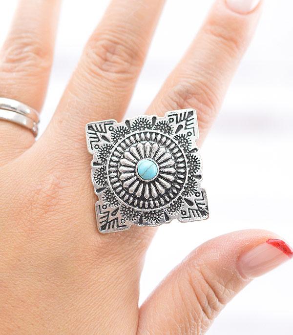 New Arrival :: Wholesale Western Turquoise Aztec Ring