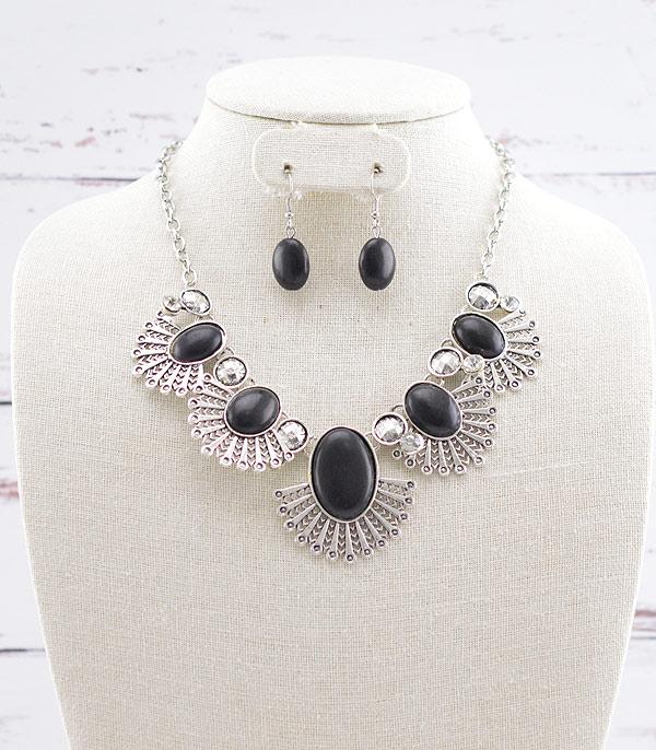 NECKLACES :: WESTERN TREND :: Wholesale Western Semi Stone Collar Necklace Set