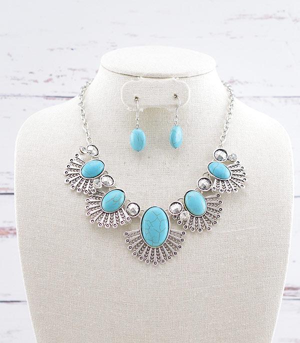 NECKLACES :: WESTERN TREND :: Wholesale Western Semi Stone Collar Necklace Set