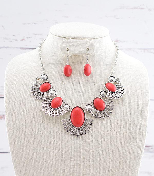 NECKLACES :: WESTERN TREND :: Wholesale Western Semi Stone Collar Necklace Set