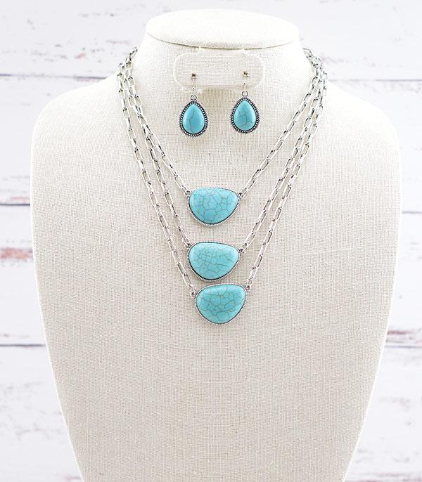 New Arrival :: Wholesale Tipi Turquoise Layered Necklace Set