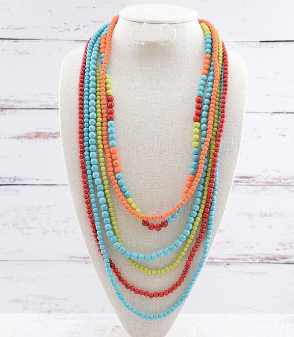 NECKLACES :: WESTERN LONG NECKLACES :: Wholesale Western Turquoise Multi Layered Necklace