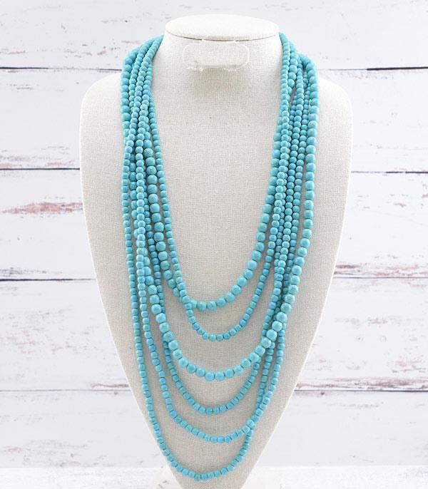 New Arrival :: Wholesale Western Turquoise Multi Layered Necklace