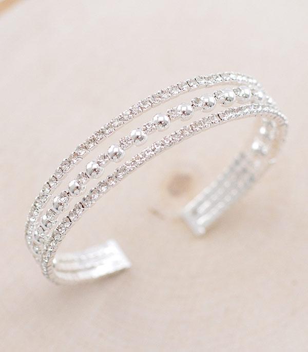 BRACELETS :: CUFF :: Wholesale Rhinestone Memory Wire Cuff Bracelet