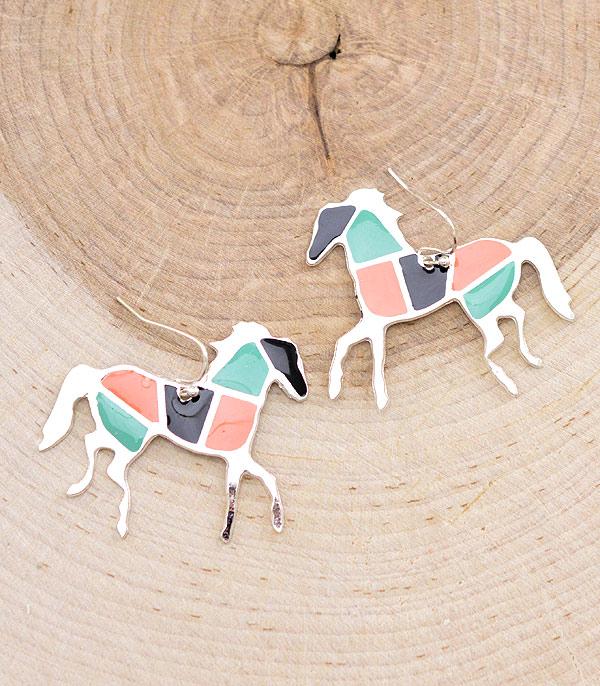 EARRINGS :: WESTERN HOOK EARRINGS :: Wholesale Western Aztec Horse Earrings