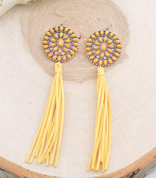 EARRINGS :: WESTERN HOOK EARRINGS :: Wholesale Tipi Western Concho Tassel Earrings