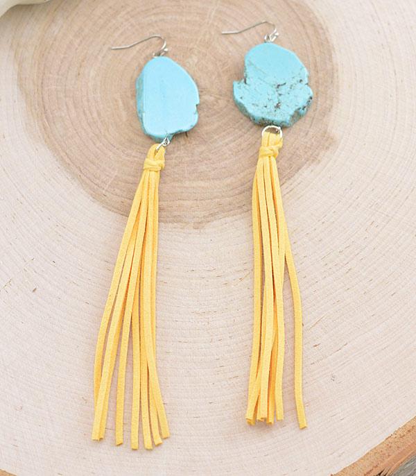 EARRINGS :: WESTERN HOOK EARRINGS :: Wholesale Tipi Western Turquoise Tassel Earrings