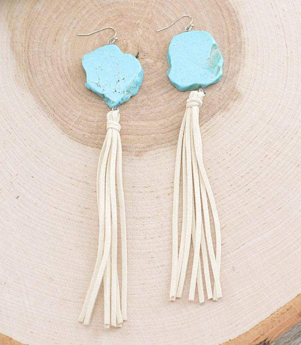 EARRINGS :: WESTERN HOOK EARRINGS :: Wholesale Tipi Western Turquoise Tassel Earrings