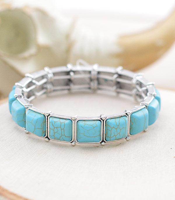 BRACELETS :: STRETCH :: Wholesale Tipi Turquoise Semi Stone Bracelet